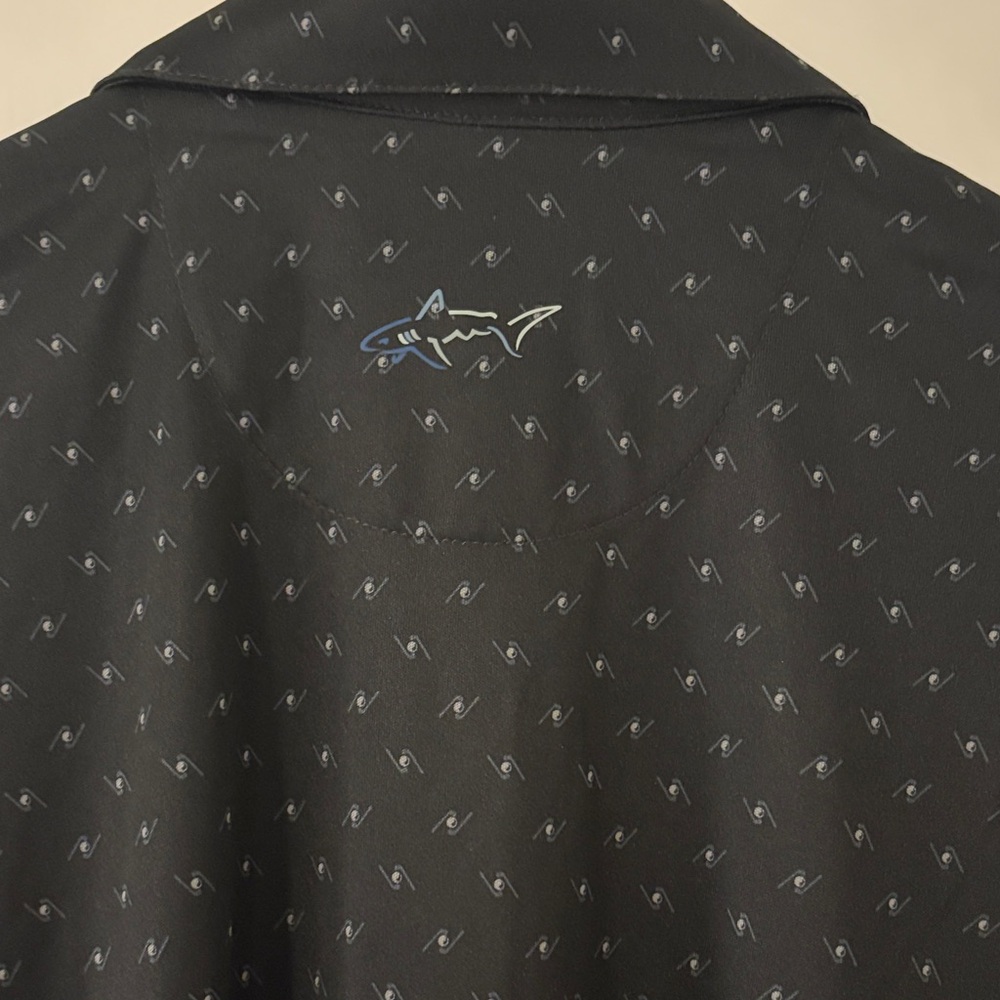 Greg Norman Collection Black Golf Polo with Subtle Pattern - Picture 7 of 11